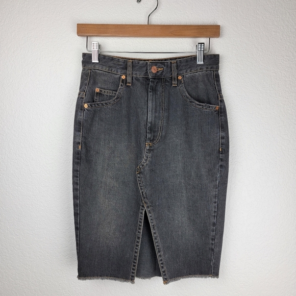 Isabel Marant Dark Gray Denim Pencil Skirt with Front Slit - Picture 2 of 11